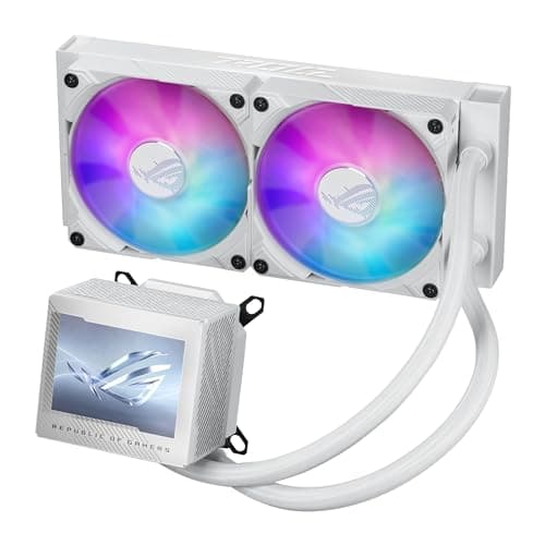 ASUS ROG Ryujin III 240 ARGB White Edition All-in-One Flüssig CPU-Kühler (3,5 Zoll LCD, Asetek-Pumpe der 8. Generation, 2x ROG 120mm Radiator mit magnetischen Daisy-Chain ARGB-Lüftern, weiß) Bild 5