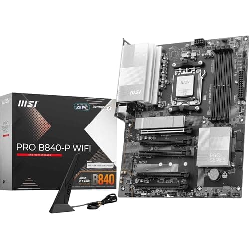 MSI PRO B840-P WiFi Mainboard, ATX - Unterstützt AMD Ryzen 9000/8000 / 7000 Prozessoren, AM5 - DDR5 Memory Boost (8000+ MT/s OC), PCIe 4.0 x16, M.2 Gen4, Wi-Fi 7, 2.5G LAN
