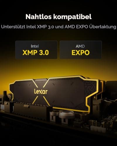 Lexar OC DDR5 RAM 32GB Kit (2x16GB) 6000MHz, UDIMM Desktop Speicher, CL38 | 288pin UDIMM Desktop Speicher, Gaming Computer Speicher DRAM für Intel XMP 3.0/AMD EXPO, On-die ECC, 1,25V Bild 8