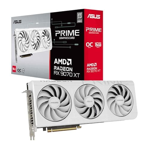 ASUS Prime Radeon RX 9070 XT White OC Edition Grafikkarte (PCIe 5.0, HDMI/DP 2.1, 2.5-Slot Design, Axial-Tech-Lüfter, Dual-Kugellager, Dual BIOS, ASUS GPU Guard)