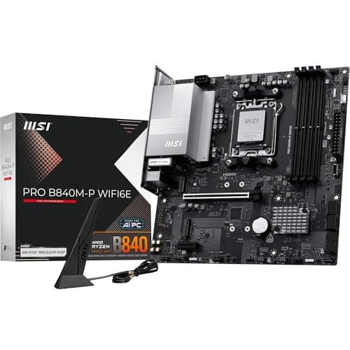 MSI PRO B840M-P WIFI6E Mainboard, mATX - Unterstützt AMD Ryzen 9000/8000 / 7000 Prozessoren, AM5 - DDR5 Memory Boost (8000+ MT/s OC), PCIe 4.0 x16, M.2 Gen4, Wi-Fi 6E, 2.5G LAN