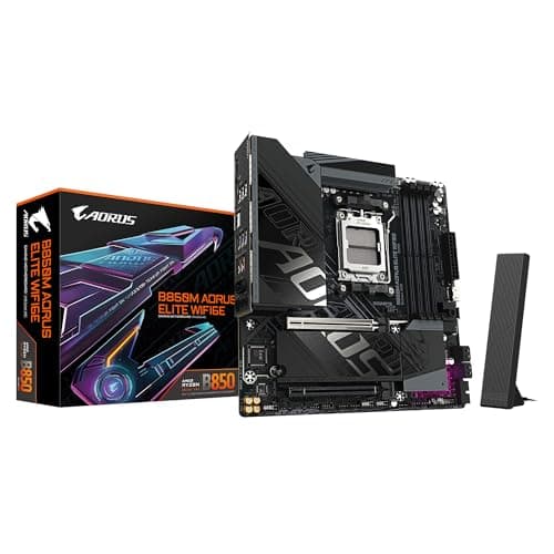 GIGABYTE B850M AORUS Elite WIFI6E Mainboard – AMD Ryzen 9000 Serie Prozessoren, digitales 12+2+2 Phasen VRM, bis zu 8200 MHz DDR5 (O.C.), 1x PCIe 5.0 + 1x PCIe 4.0 M.2, Wi-Fi 6E, 2.5 GbE LAN