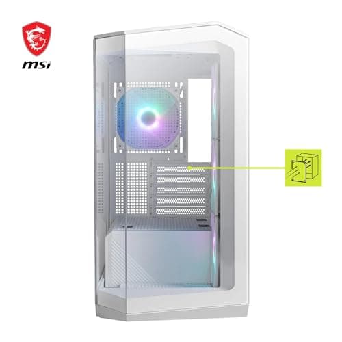 MSI MAG PANO M100R PZ Weiß Micro-ATX PC-Gehäuse - 3 x 120 mm Reverse-Blade ARGB-Lüfter und 1 x 120 mm ARGB-Lüfter mit Hub, GPU-Ständer, Staubfilter, 33 mm Kabelführungsraum, USB Typ-C (20Gbps) Bild 5