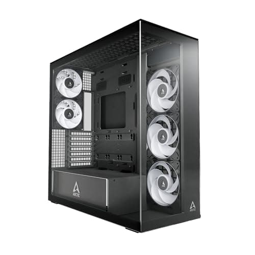 ARCTIC Xtender Black (Clear Glass) - PC-Gehäuse, Gehärtetes Panorama-Glas, 2X 420 mm Radiator Support, Full Tower, Big Tower, E-ATX, 5X A-RGB Lüfter vormontiert - Schwarz black clear Bild 4