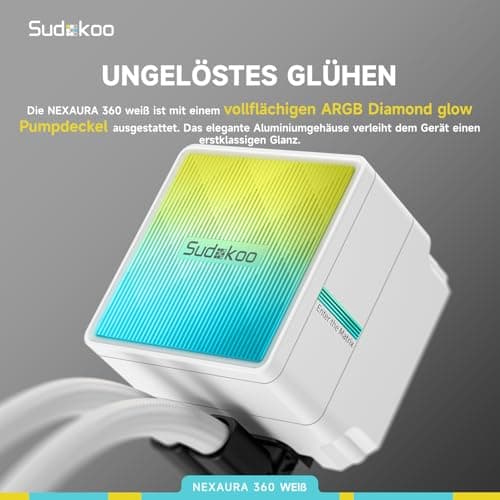 Sudokoo NEXAURA 360 CPU Wasserkühlung : AIO Wasserkühlung 360mm mit 3x FDB PWM Lüfter & ARGB PWM Leise Pumpe van 2500–3600 RPM - CPU Kühler TDP 300W für Intel LGA 1851/1700/1200/115X AMD AM5/AM4 NEXAURA 360 schwarz Bild 7