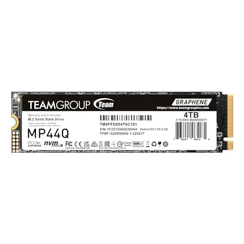 TEAMGROUP MP44Q 4TB SLC Cache Gen 4x4 M.2 2280 PCIe 4.0 w/NVMe Laptop & Desktop & NUC & NAS SSD Lese-/Schreibgeschwindigkeit bis zu 7400/6500MB/s TM8FFD004T0C101