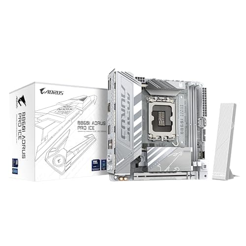 GIGABYTE B860I AORUS PRO Ice Mainboard - Intel Core Ultra CPUs, 8+1+2+1 Phasen VRM, bis zu 9200MHz DDR5, 1xPCIe 5.0 + 1xPCIe 4.0 M.2, 2,5 GbE LAN, WiFi 7, Thunderbolt 4