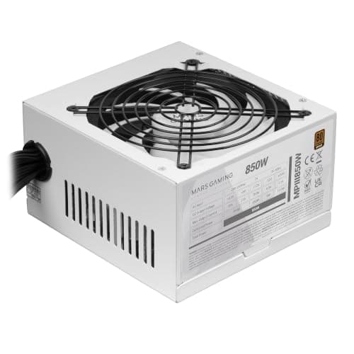 Mars Gaming MPIII850, PC-Netzteil ATX 850W, 5 Jahre Garantie, 85% Effizienz, Digitales APFC-System, 120mm FDB-Lüfter mit AI-RPM, DC-DC- und SMD-Technologien, Extra Lange Flachkabel, Weiß MPIII850W Bild 5