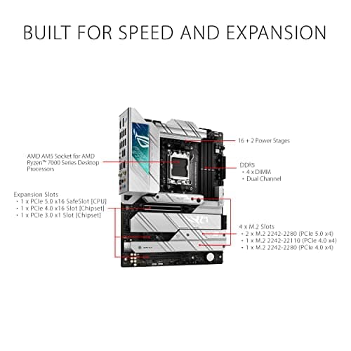 ASUS ROG Strix X670E-A Gaming WiFi 6E Sockel AM5 (LGA 1718) Ryzen 7000 Gaming Motherboard (16 + 2 Leistungsstufen, PCIe® 5.0, DDR5, 4xM.2 Steckplätze, USB 3.2 Gen 2x2, WiFi 6E, AI Cooling II) Bild 4