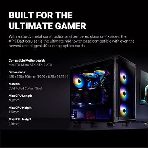 ADATA XPG Battlecruiser Super Mid-Tower ATX Gaming-Gehäuse, Schwarz Bild 6