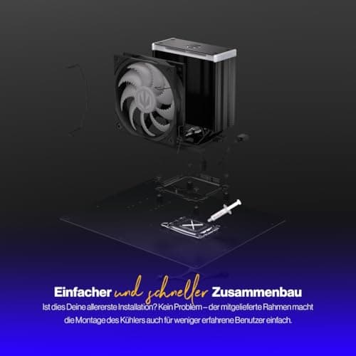 ENDORFY Fera 5 Black ARGB CPU Kühler 120 mm PWM, schwarzer Prozessorkühler, ARGB LED + Controller, leiser Tower Kühler, 4 Heatpipes, AM5 AM4 LGA1700, 220W TDP Bild 4