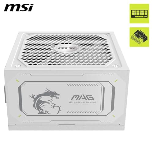 MSI MAG A1000GL PCIE5 White Netzteil, 1000 W, 80 Plus Gold, ATX 3.1, PCIe 5.1 GPU-Unterstützung, ATX-Netzteil, Modular, weiße Kabel Bild 4