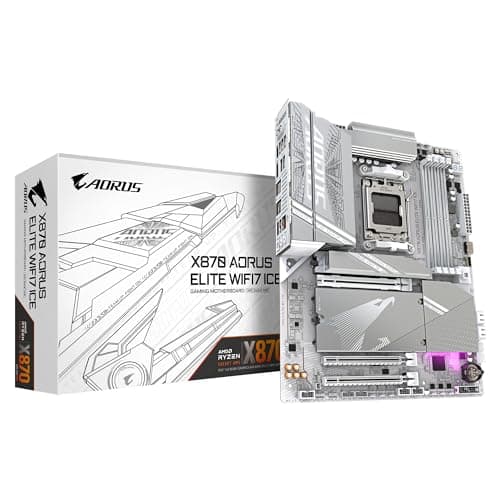 GIGABYTE X870 A Elite WIFI7 Ice-Mainboard - Unterstützt AMD Ryzen 9000 CPUs, digitales 16+2+2 Phasen VRM, bis zu 8000MHz DDR5 (OC), 3xPCIe 5.0, Wi-Fi 7, 2.5GbE LAN, USB 4