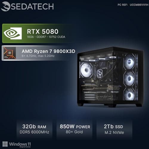 Sedatech Wasserkühlung Gaming PC • RTX 5080 | AMD Ryzen 7 9800X3D | 32GB DDR5 | 2TB SSD M.2 | WLAN 7 | BT 5.4 | Win 11 10) Ryzen 7 9800X3D - RTX5080 - 32Gb 2) Windows Bild 4