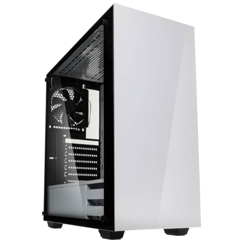 KOLINK Stronghold Midi-Tower Mini-ITX bis E-ATX, PC Hülle mit Seitenfenster, Tempered Glass Computergehäuse, PC Case Computer Gehäuse mit lüfter, Weiß, Stronghold White