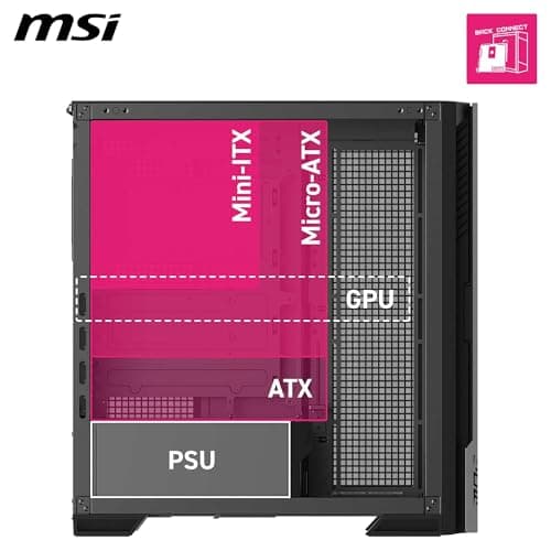 MPG Velox 300R Airflow PZ - Mid Tower Gaming-PC-Gehäuse - 160 mm Dual-Layer-Lüfter - Unterstützt Radiatoren mit bis zu 360 mm - Einfache DIY-Funktionen - Unterstützt Back-Connect Mainboards Bild 8