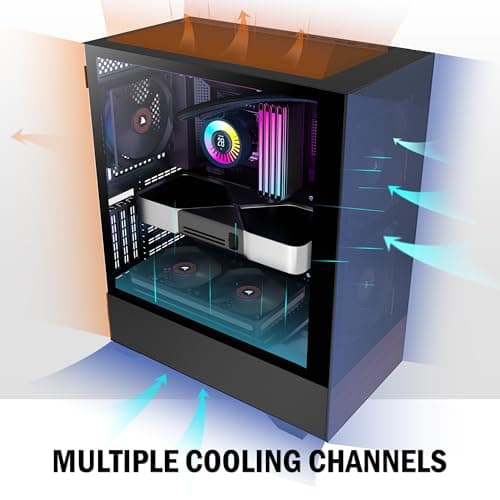 KEDIERS PC Gehäuse ATX Vorinstallation 3 Lüfter NO-LED, Mid Tower ATX Computer Gehäuse mit Glas,Schwarz Gaming PC Gehäuse, H3 schwarz + 3-Lüfter NO-LED Bild 6