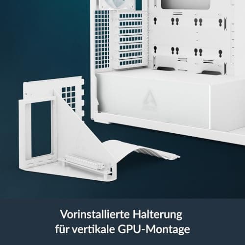 ARCTIC Xtender VG White (Clear Glass) mit vertikaler GPU-Halterung - PC-Gehäuse, Gehärtetes Panorama-Glas, 2X 420 mm Radiator Support, Full Tower, Big Tower, E-ATX, 5X A-RGB Lüfter vormontiert - Weiß white clear Bild 5