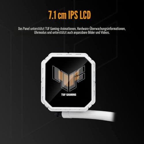 ASUS TUF Gaming LC III 360 ARGB LCD White All-in-One-Flüssig-CPU Wasserkühlung (drei ARGB Lüfter, 2,8" IPS-LCD für GIFs und MP4, Intel LGA 1851, 400mm-Schläuche, 1700, 1200, AMD AM5 und AM4, Weiß) Bild 4