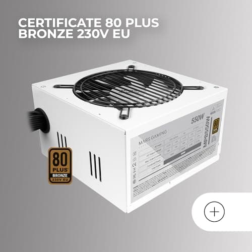 Mars Gaming MPB550, PC-Netzteil 550W ATX, 6 Jahre Garantie, 80Plus Bronze 230V EU, 90% Wirkungsgrad, 120mm FDB Lüfter mit AI-RPM Technologie und Anti-Vibrationssystem, Weiß MPB550W Bild 6