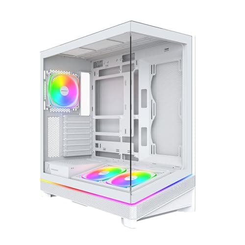 MONTECH Sky 3 ATX PC-Gehäuse, Panorama-Glas, Verstellbarer Luftstrom, personalisiertes Design, 360 mm Heizkörperunterstützung, 3 x 120 mm ARGB-PWM-Lüfter vorinstalliert, kompakte Bauweise für GPU der