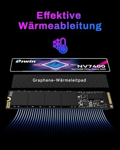 BIWIN Black Opal NV7400 M.2 PCIe Gen4 SSD 2TB - Lesegeschwindigkeit bis zu 7450 MB/s - Professionelle Interne Festplatte NVMe 2.0 - Gaming Speicher Kompatibel mit PC, Laptop & PS5 Bild 6