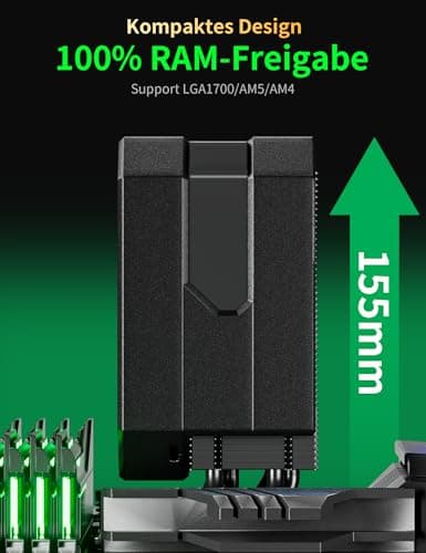 upHere gaming CPU Cooler,Single Tower 4 Heat Pipes CPU Kühler,120MM PWM Lüfter,Ohne Entfernen des Lüfters zu Installieren den CPU Kühler,für AMD AM4 AM5/Intel 2011/2066 (X79/X99),PC Kühler,up1K4. up1K4-4XΦ6mm up1K4-Schwarz Bild 6