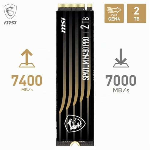 MSI SPATIUM M480 PRO SSD 2 TB – PCIe 4.0 NVMe M.2 interne SSD, 7400 MB/s Lesen & 7000 MB/s Schreiben, 3D NAND, integrierte Datensicherheit, Center – 5 Jahre Qualität (1400 TBW) Bild 4