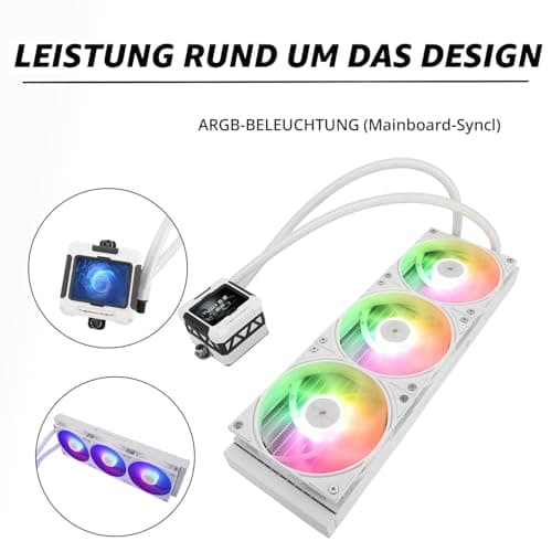 TR FW 360 Weiß ARGB-360mm AIO CPU Flüssigkeitskühler, IPS LCD-Bildschirm mit 320 * 240 Auflösung, für AM4/AM5/Intel LGA1700, „2,4 Zoll“ magnetischer LCD-Bildschirm für Bilder – Weiß FW360 White ARGB Bild 6