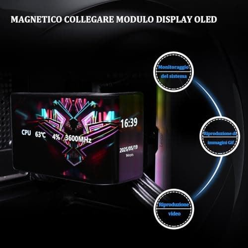 TR Wonder Vision 360 UB ARGB schwarz AIO CPU Liquid Cooler, für AM5 / Intel LGA1851 / 1700, gebogenes 3D-Display von 6,67 Zoll mit Auflösungen 2400 x 1080, Magnetpanel-Display BLACK Bild 8