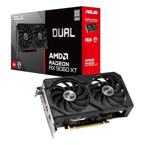 ASUS Dual Radeon RX9060XT 8G GDDR6 Gaming Grafikkarte (AMD Radeon RX9060XT, AMD RDNA 4 Architektur, 2,5-Slot Design, DUAL BIOS, PCIe 5.0, 1x HMDI 2.1b, 2X DisplayPort 2.1a)