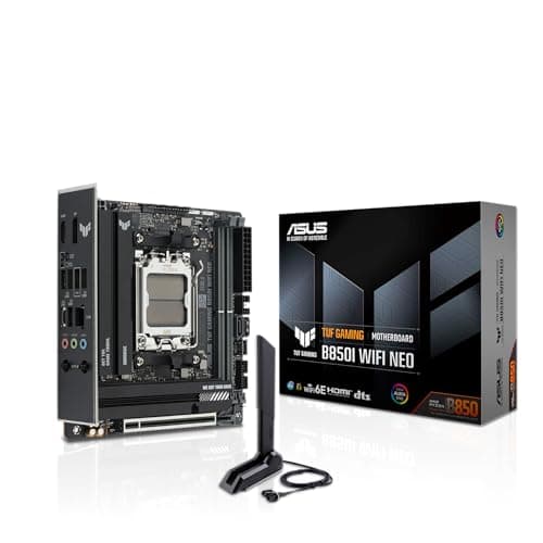 ASUS TUF Gaming B850I WiFi NEO AMD B850 Mini-ITX Mainboard (8+2+1 80-A-DrMOS, DDR5, PCIe 5.0, 2X M.2, WiFi 6E, 2.5Gb-Ethernet, USB-C 20 &10 Gbps, HDMI, DisplayPort, BIOS Flashback, Aura Sync)