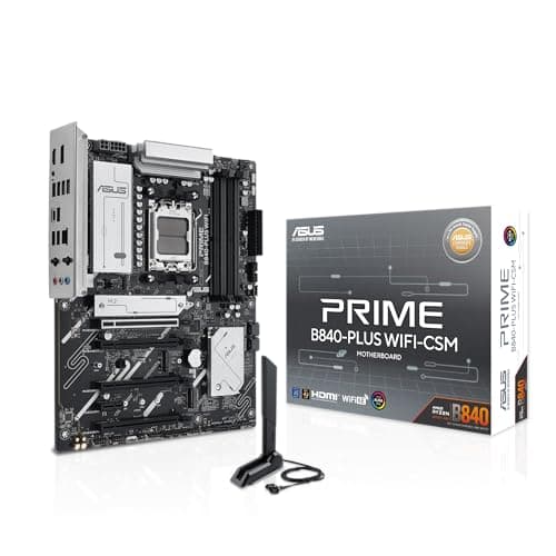 ASUS Prime B840-PLUS WiFi-CSM AMD AM5 B840 ATX Commercial CSM Motherboard, Advanced AI Ready, DDR5, PCIe 4.0, 3X M.2, Wi-Fi 6E, 2.5G LAN, DP, HDMI, USB Type-C, BIOS Flashback, ASUS Control-Center