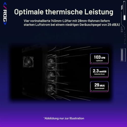 ASUS ROG Strix Helios II EATX Mid-Tower White Gaming PC Gehäuse (Seitenteile aus gehärtetem Glas, 4X vorinstallierte 140 x 28 mm Lüfter, GPU bis zu 450 mm, 420-mm-Radiatorhalterung) | Weiß Bild 6