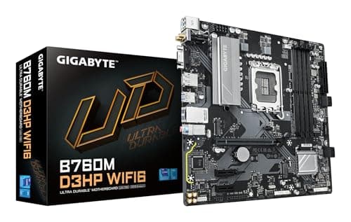 GIGABYTE B760M D3HP WIFI6 Mainboard – Unterstützt Intel Core Prozessoren der 14. Generation, digitales 4+1+1 Phasen VRM, bis zu 5600 MHz DDR5, 2X PCIe 4.0 M.2, Wi-Fi 6, GbE LAN, USB 3.2 Gen 1