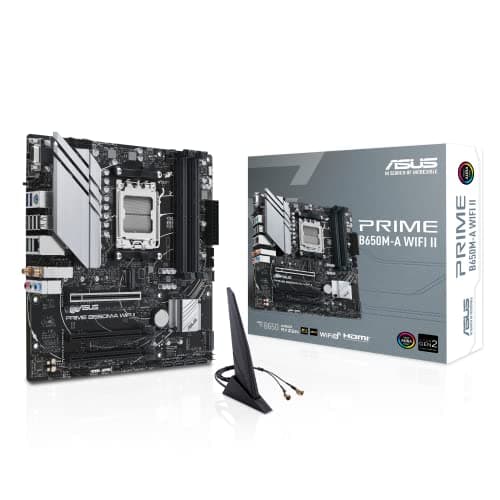 ASUS Prime B650M-A WiFi II Gaming Mainboard Sockel AMD AM5 (Ryzen, mATX, DDR5 Speicher, PCIe 5.0, 2.5GB Ethernet, WiFi 6, DisplayPort, HDMI, VGA, USB 3.2, Aura Sync)