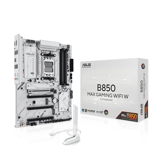 ASUS B850 MAX Gaming WiFi W Mainboard Sockel AMD AM5 (Ryzen 9000, ATX, DDR5 Speicher, PCIe 5.0, WiFi 6E, BIOS Flashbacj, CEC Tier II, weiß)