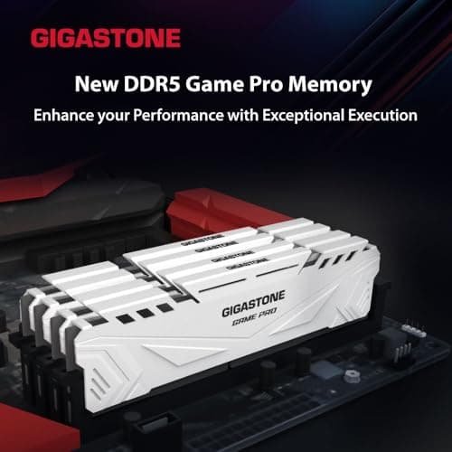 【DDR5 RAM】GIGASTONE Game PRO 64GB Kit (4x16GB) DDR5 6000MHz PC5-48000 CL40-40-40-76 XMP 3.0 AMD Expo 1.3v UDIMM 288 Pin Unbuffered Non ECC High Performance Gaming Desktop Memory - Weiß Bild 4