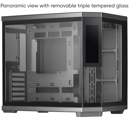 Mars Gaming MC-3TCORELCD ATX Gaming-Gehäuse, anpassbarer 7,2" IPS-Bildschirm, dreifaches herausnehmbares gehärtetes Glas, Doppelkammerstruktur, Unterstützung für Flüssigkeitskühlung bis 360mm, Schwarz Bild 6
