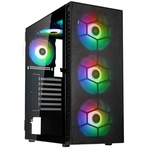 Kolink Observatory HF Mesh PC-Gehäuse, Sechs ARGB-Lüfter, 330 mm GPU-Freiheit, ATX-Motherboard, Gitterfrontplatte, Stahl, Mid-Tower, Schwarz