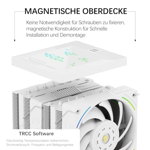 TR-Thermalright Phantom Spirit 120 Digital Snow CPU Kühler,Doppelturm mit 7 Wärmerohren,Dual PWM-Lüfter-2150U/min,Digital Display Board Top Cover, für AM5/AM4, Intel lga1851/1700/115x,Weiß Bild 8
