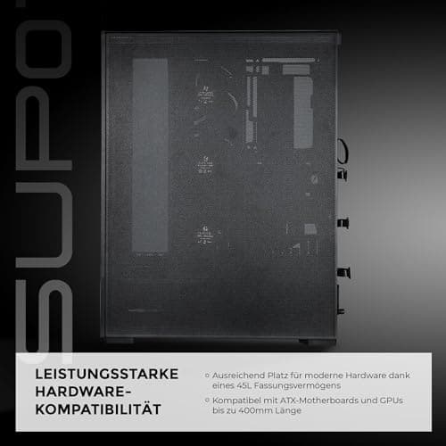 Lian Li SUP-01X PC-Gehäuse, Triple Cooling Chamber Design, 400mm GPU-Freiraum, unterstützt Radiatoren bis zu 360mm, DREI vorinstallierte 120mm Lüfter, Stahl, gehärtetes Glas, Schwarz Bild 8