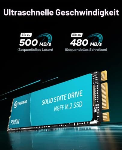 PHIXERO M.2 SATA SSD 2280 2TB, NGFF SATA III Interne SSD Festplatte, bis zu 500MB/s, kompakte Speicherlösung für Laptop, Desktop Bild 4