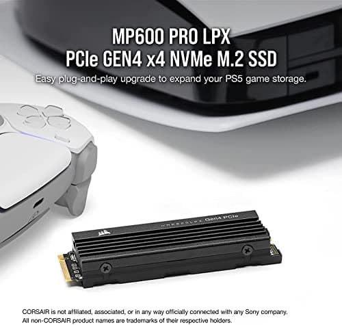 Corsair MP600 PRO LPX 2TB M.2 PCIe Gen4 NVMe SSD – Bis zu 7100MB/s Sequenzielle Lesegeschwindigkeit, 6,800MB/sec Sequenzielle Schreibgeschwindigkeit, 3D TLC NAND, M.2 2280, Optimiert für PS5 – Schwarz Bild 3