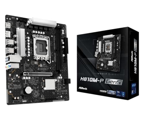 ASRock H810M-P Gen5 Motherboard, Micro ATX, LGA1851 Socket, DDR5, PCIe 5.0, Intel Core Ultra Series 2 Bild 2