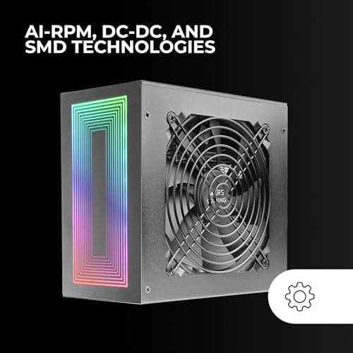 Mars Gaming MPB750S, ATX ARGB Netzteil 750W, 6 Jahre Garantie, 80Plus Bronze 230V EU, 90% Effizienz, 120mm AI-RPM Lüfter, ARGB MB Steuerung, DC-DC und SMD Technologien, Schwarz Bild 8