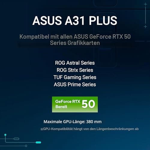 ASUS A31 Plus TG ARGB Black ATX PC Gehäuse (vorinstallierte ARGB-Lüfter, Frontpanel aus Glas, kompatibel mit Mainboards mit versteckten Anschlüssen, 360-mm-Radiatoren, 380-mm-Grafikkarten, schwarz) Bild 4