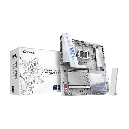 GIGABYTE Z890 AORUS Tachyon Ice Intel Core Ultra (Serie 2) LGA 1851 Motherboard, E-ATX, DDR5, 4X M.2, PCIe 5.0, Thunderbolt 4, WIFI7, 5GbE LAN, D5 Bionic Corsa