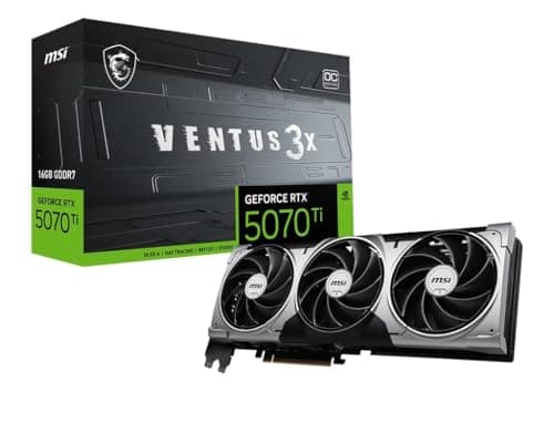 MSI GeForce RTX 5070 Ti 16G Ventus 3X OC — 16GB GDDR7 (28Gbps/256-bit), PCIe 5, Boost: 2482 MHz, HDMI 2.1b, DisplayPort 2.1b