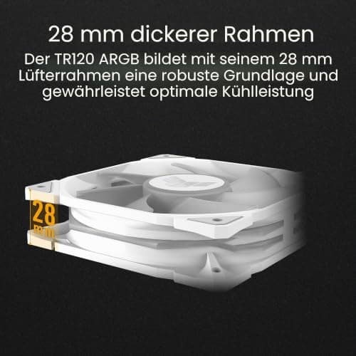 ASUS TUF Gaming TR120 ARGB Reverse Blade White Gehäuselüfter Single Pack (120mm PWM PC Lüfter, 2000 RPM, 2.75 mm H2O, 76,3 CFM Luftstrom, 16 einzeln adressierbare RGB-LEDs, weiß) Bild 4